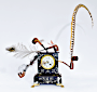 sculpture contemporaine, horloge pipes et plumes - Piet.sO 2020