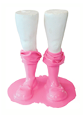 little girl legs with silicon pink socks, contemporary sculpture, Piet.sO