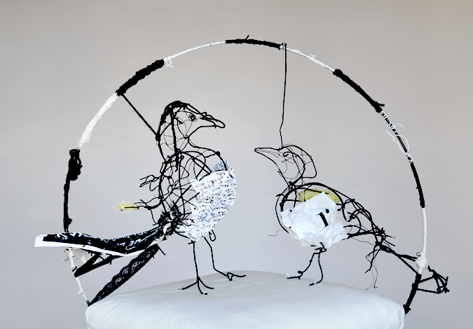 Piet.sO -contemporary sculpture, memory - exhibition loci par ci et mes mémoires d'oiseaux Aulteribe castel, Auvergne, France - circumference of circle. sculpture mnémotechnique.