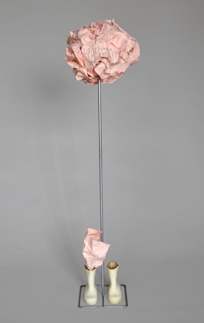 Piet.sO, - Piet.sO - Ma petite cocotte - contemporary sculpture, folded rose with letters from my childhood and wellingtons boots - exhibition loci par ci et mes mémoires d'oiseaux - Aulteribe castel, Auvergne.