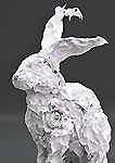 sculpture lapin, lièvre blanc en papier froissé,Piet.sO 2013 