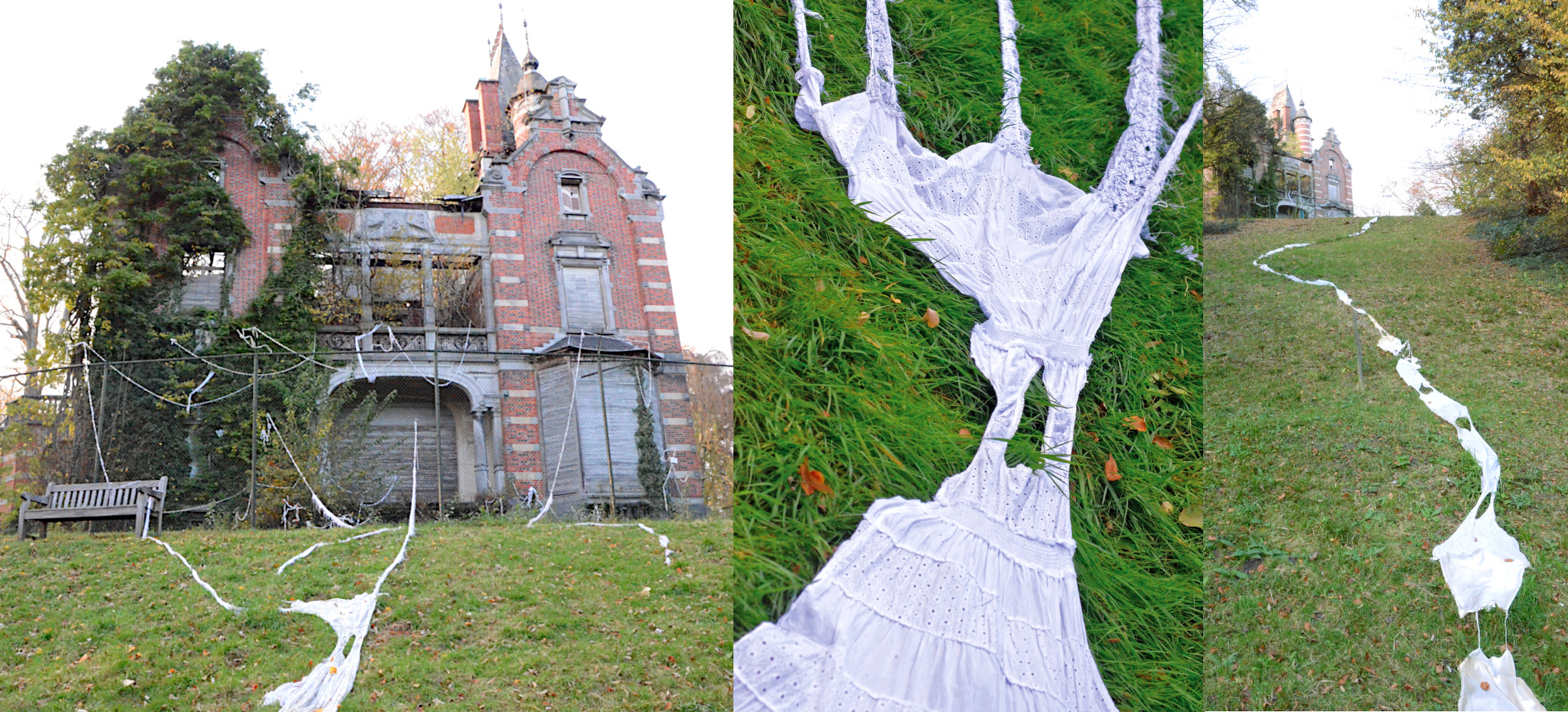 Castel Solvay, nuisettes and lace Exhibition : When the woods sleep, memories danse, Tournay Solvay Parc  Watermaler Boitsfort, Brussels